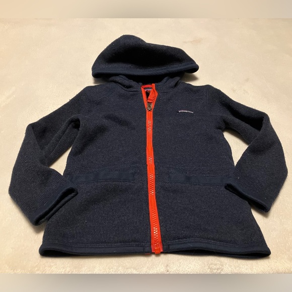 Patagonia Kids Hoodie in Navy with Red Zipper